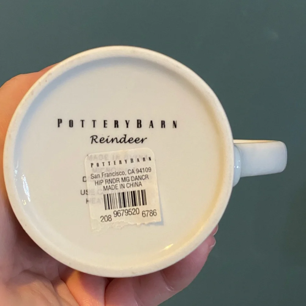 NWT Pottery Barn Reindeer Christmas 'Dancer' Mug